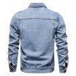 Denim Jacket Men Casual Solid Color Lapel Single Breasted Jacket