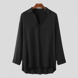 Korean Style Streetwear Casual Long Sleeve Lapel Shirts Man