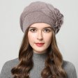 Beret Wool Knitting Autumn Winter Floral Women Berets